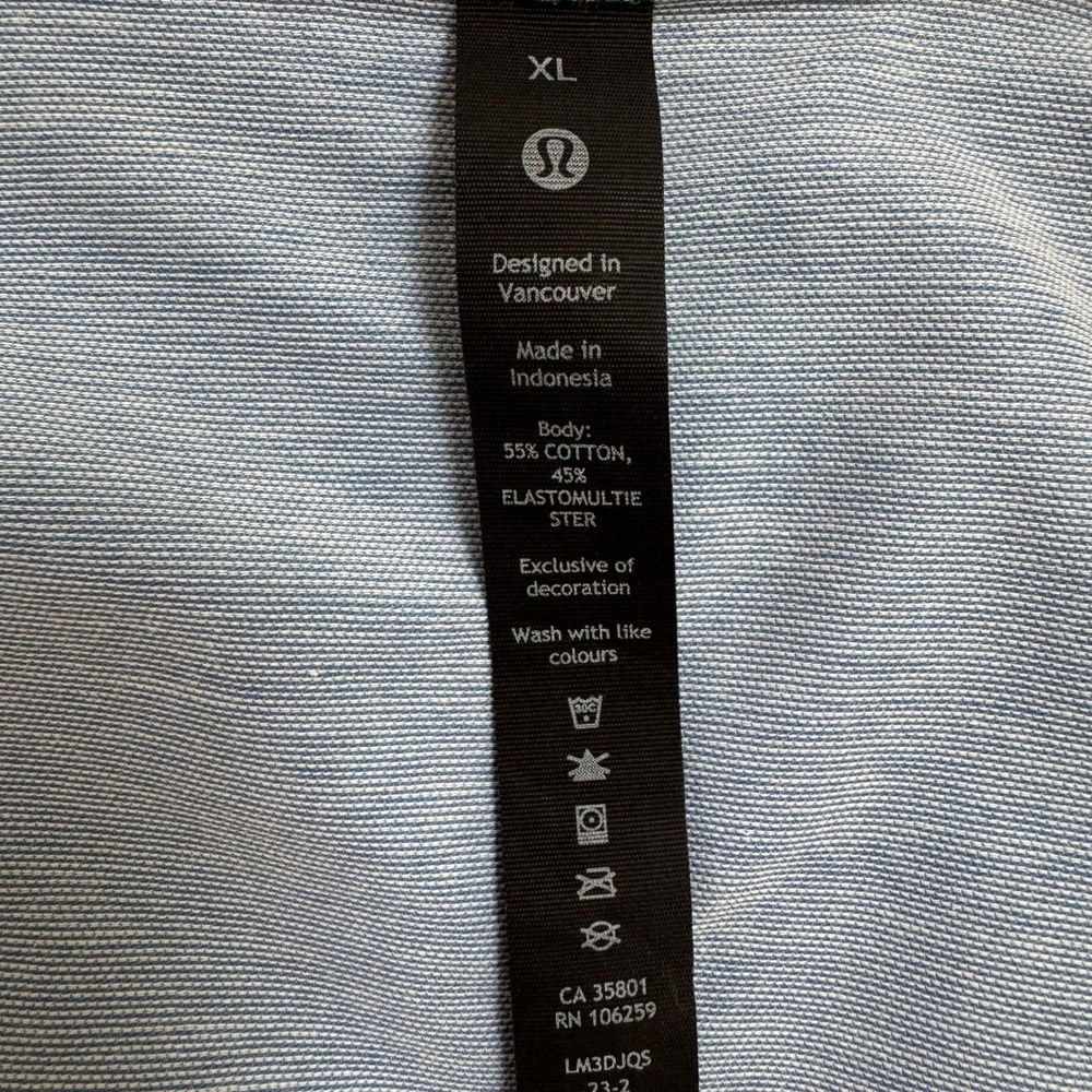 Lululemon Commission Button up Shirt XL Blue Knit One Pocket Stretch Long Sleeve - Picture 2 of 9